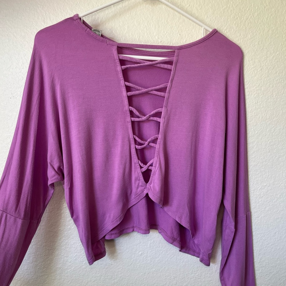 Purple long sleeve workout top